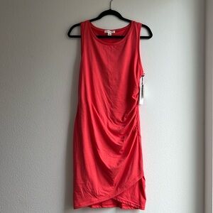 NWT Treasure & Bond Side Ruching Sleeveless Dress, Size L, Color Cayenne
